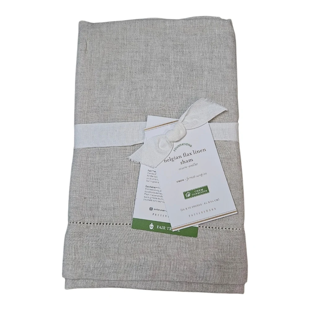 Pottery Barn Belgian Flax Linen Sham NEW Euro 26X26